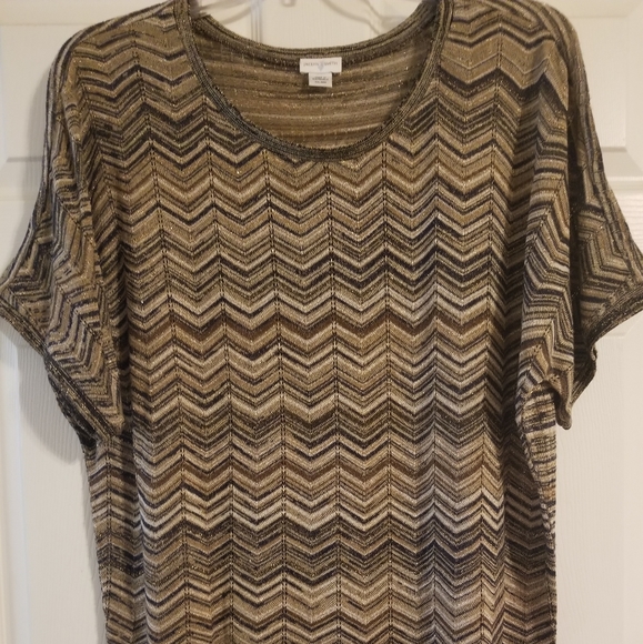 Glitter Gold Threaded Jaclyn Smith Blouse - Picture 1 of 5